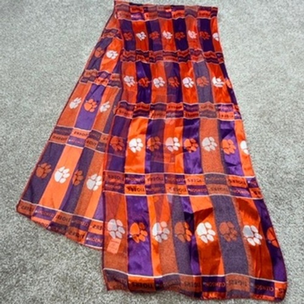Sandol Clemson Tigers Sheer Orange Purple Paw Print Scarf College Football ACC